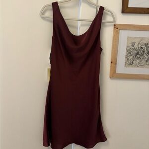 Aritzia Wilfred Burgundy Silk Mini Dress
